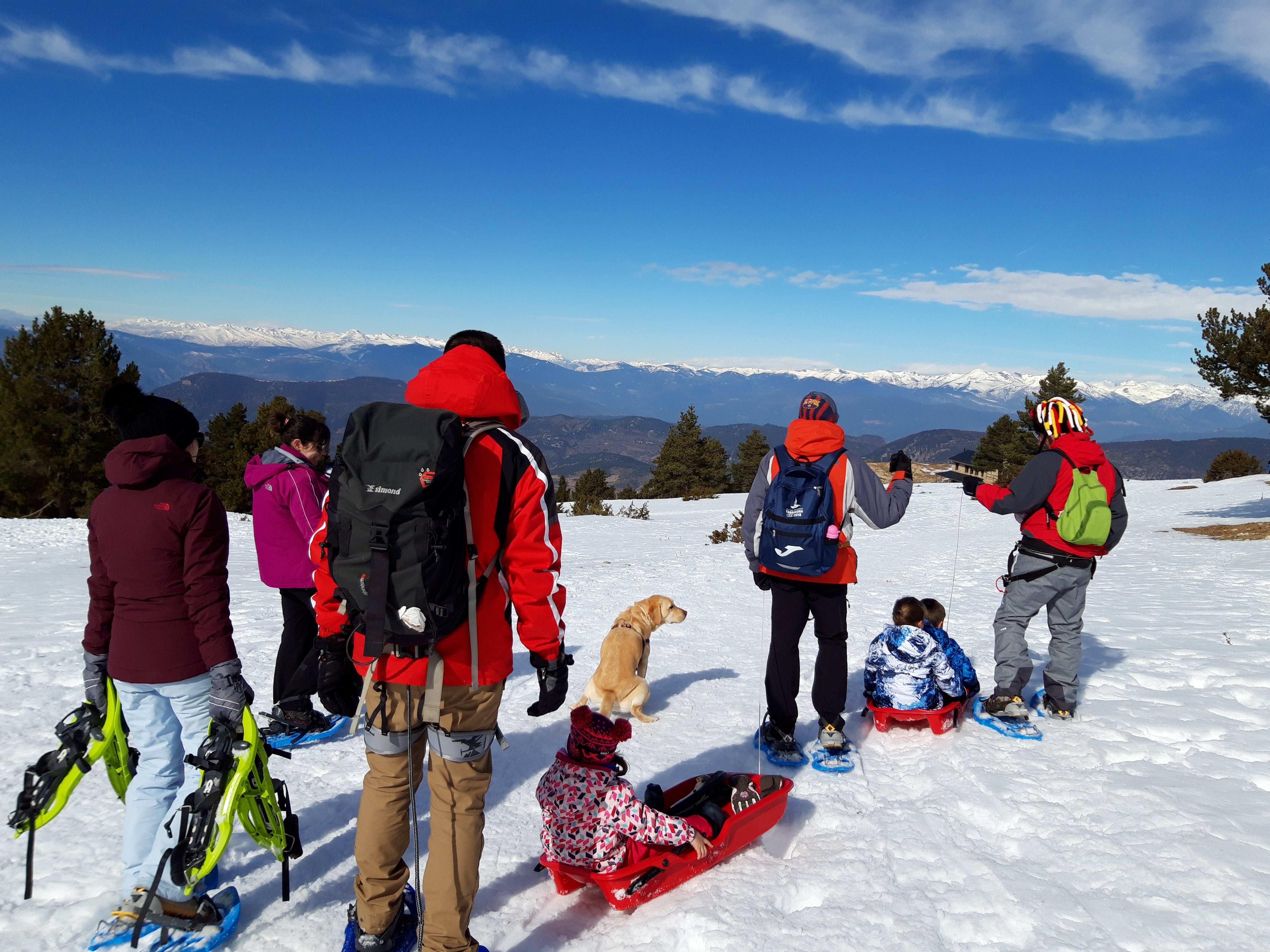 Raquetas de nieve con niños