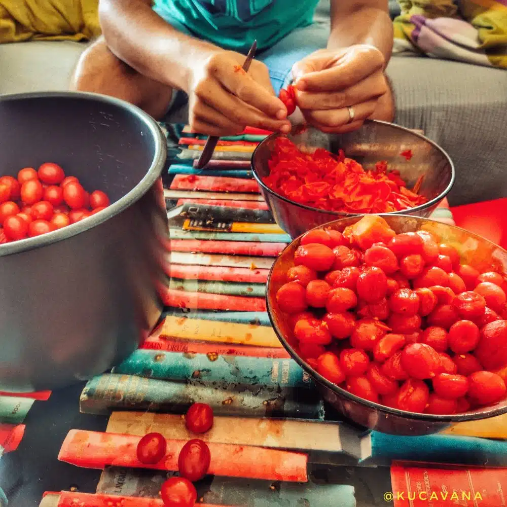 How to make canned tomato: Step 2 peel the tomatoes