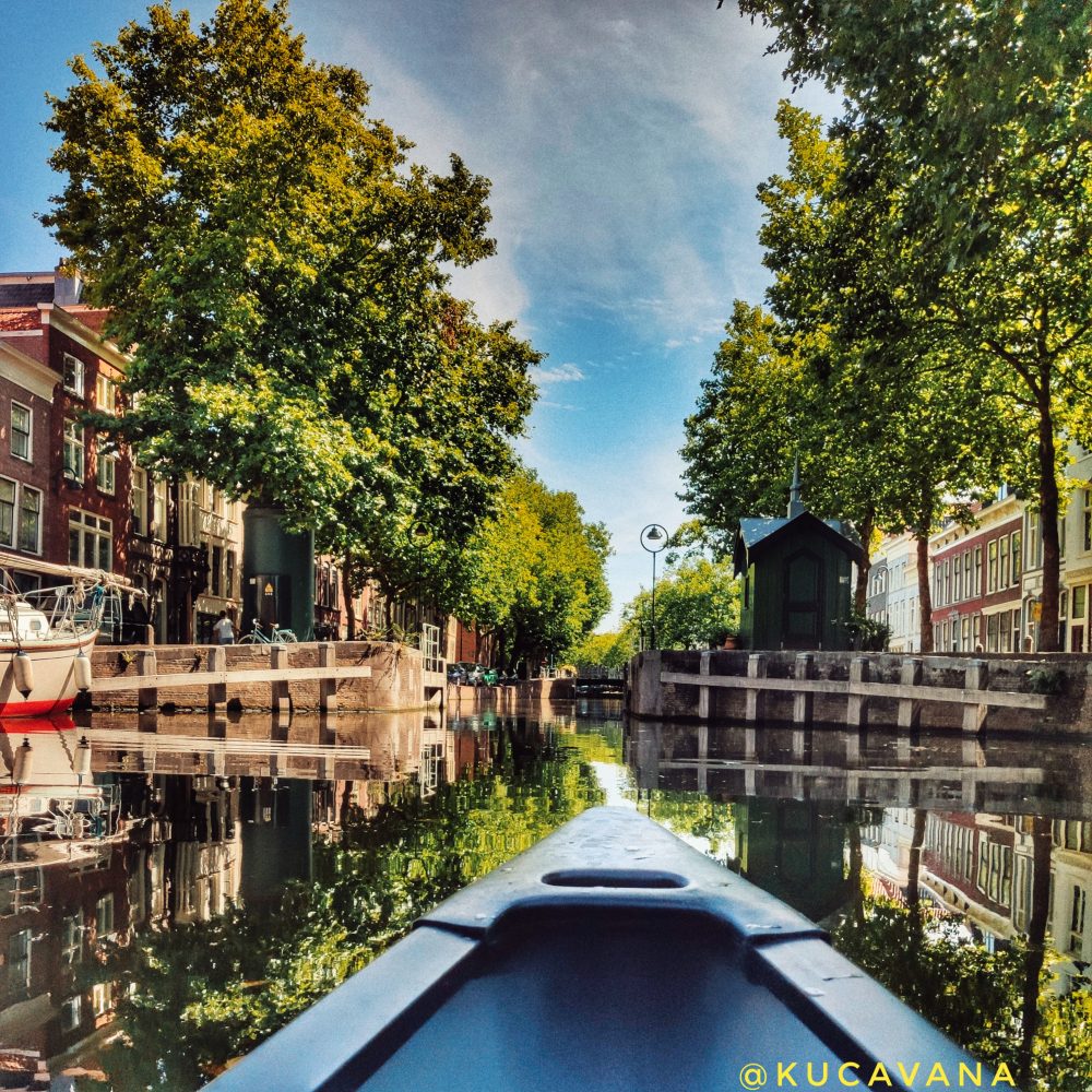 Gouda Holland through its canals by canoe