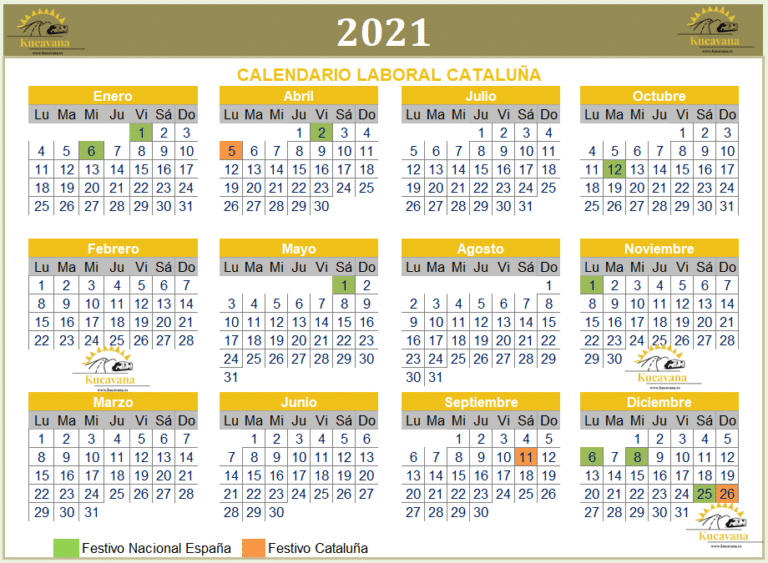 Calendrier de travail 2021 en Catalogne