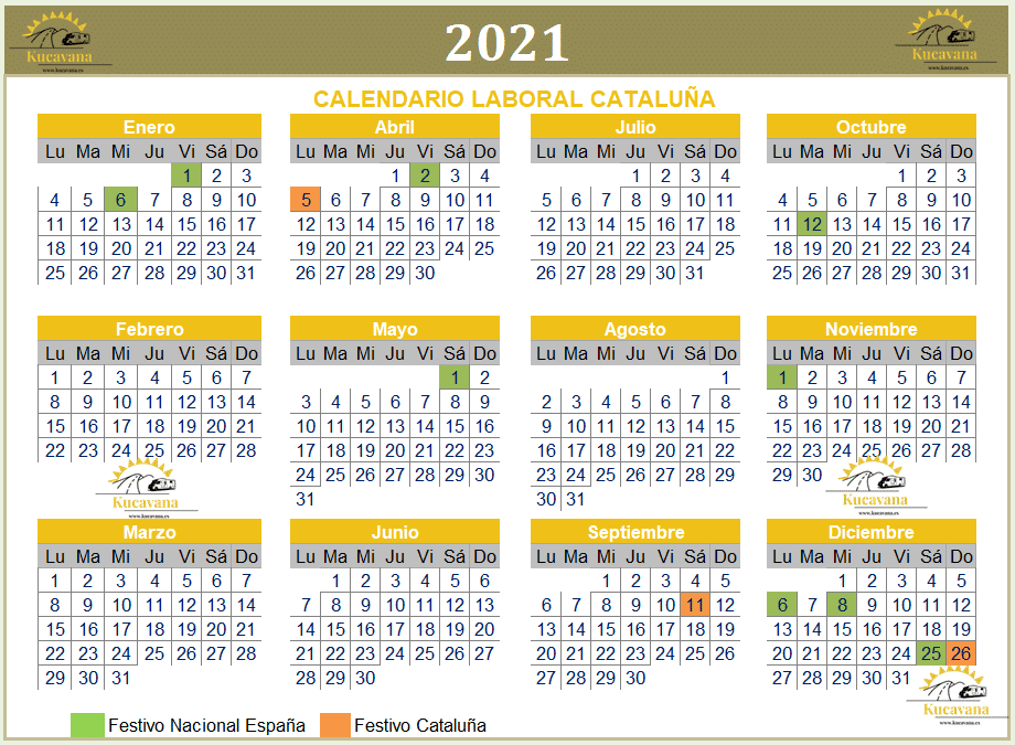 Calendario laboral 2021 Catalunya