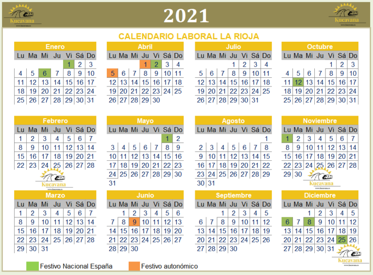 Calendrier de travail La Rioja 2021