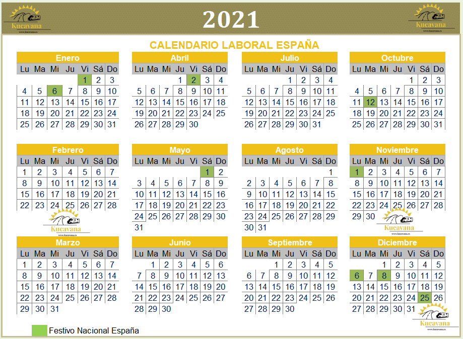 Calendario laboral España 2021