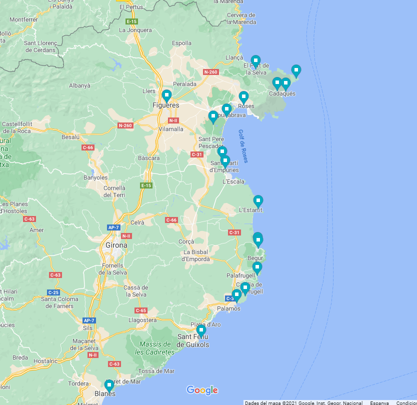 mapa costa brava en autocaravana