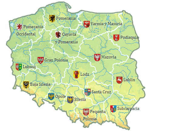 Poland regions map in motorhome