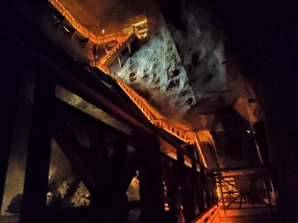 Stairs of the salt mine in Wieliczka Poland