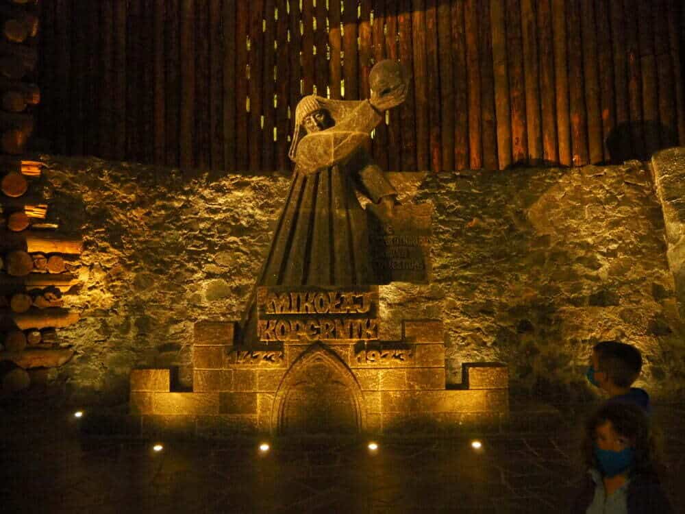 Copernicus sculpture in the Wieliczka Salt Mine in Poland