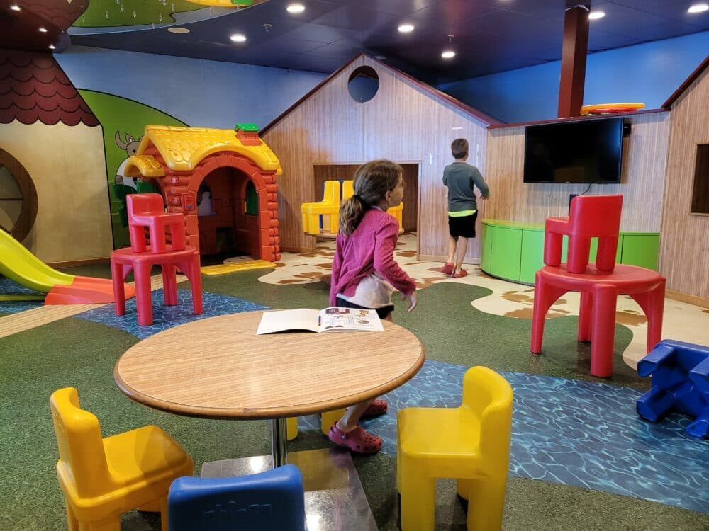 Children's playroom inside a ferry to Italy