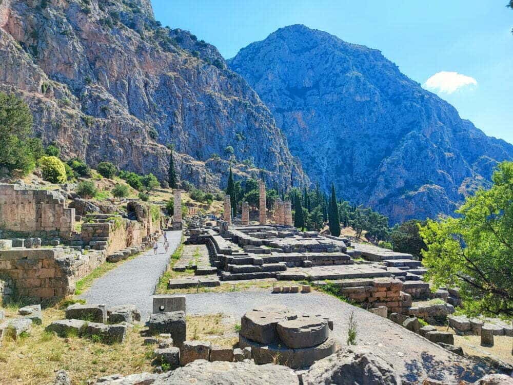 The temple of Apollo and his oracle at Delphi