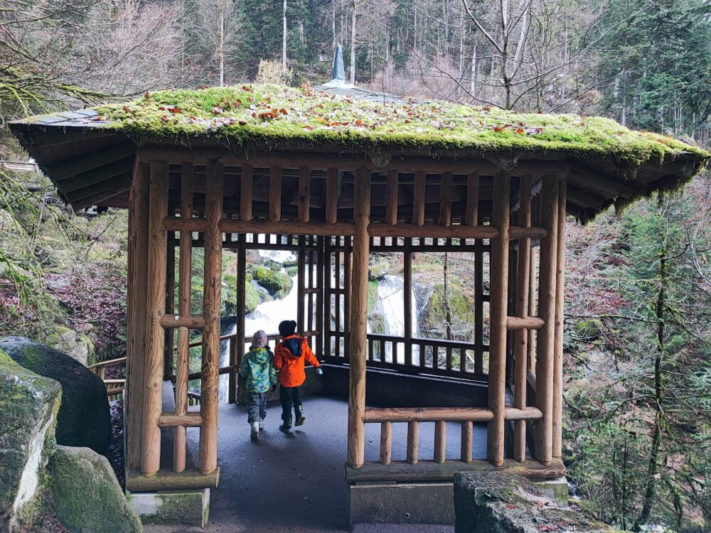 Una delle sezioni della cascata di Triberg, la più alta della Germania