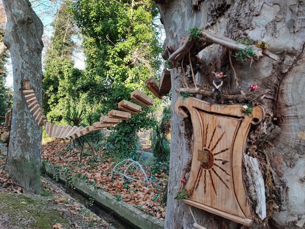 Detail of the Burosque de Bureta, a forest of elves, an initiative of the town of Bureta, ideal for a route through Zaragoza with children