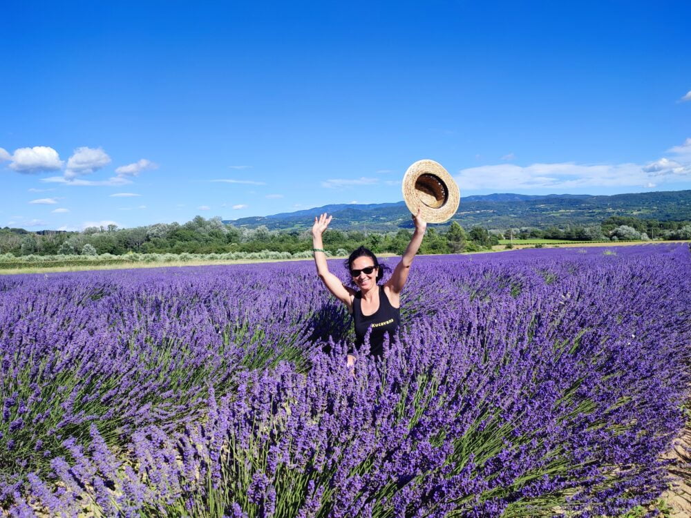 Campos de lavanda en la Provenza durante nuestra ruta con autocaravana