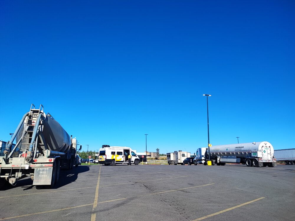 Parking lot of a Wallmart supermarket where we slept on the way to Jackson Hole