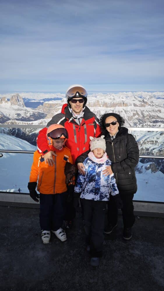 On the terrace of Punta Rocca de la Marmolada, the highest point in the Dolomites accessible by cable car