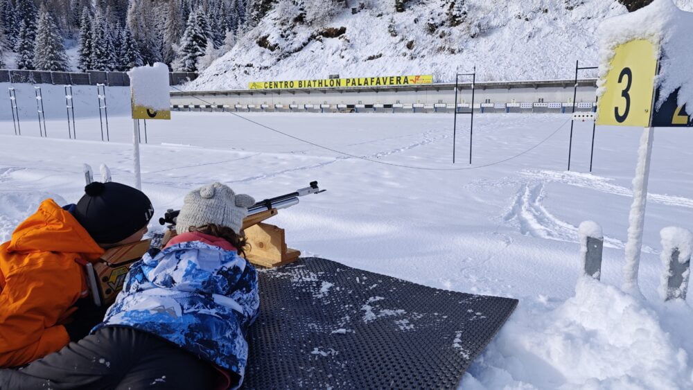 Aprendendo Biatlo em Palafavera, Val di Zoldo, Dolomitas