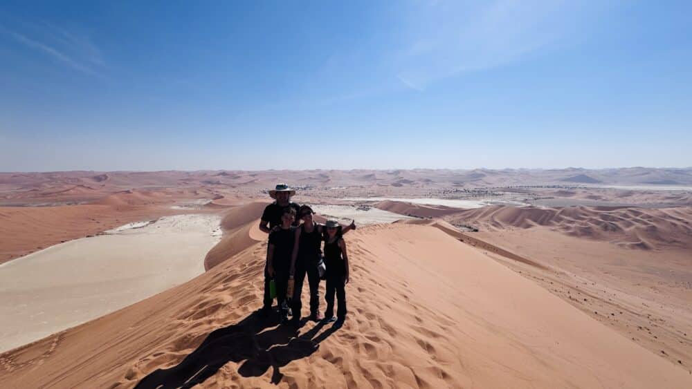 Nosotros 4 en la duna más alta de Namibia