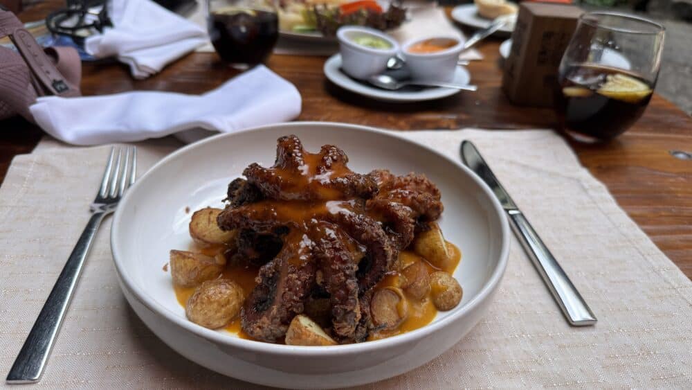 El pulpo que comimos en el restaurante de los Jameos del Agua en Lanzarote, súper bueno