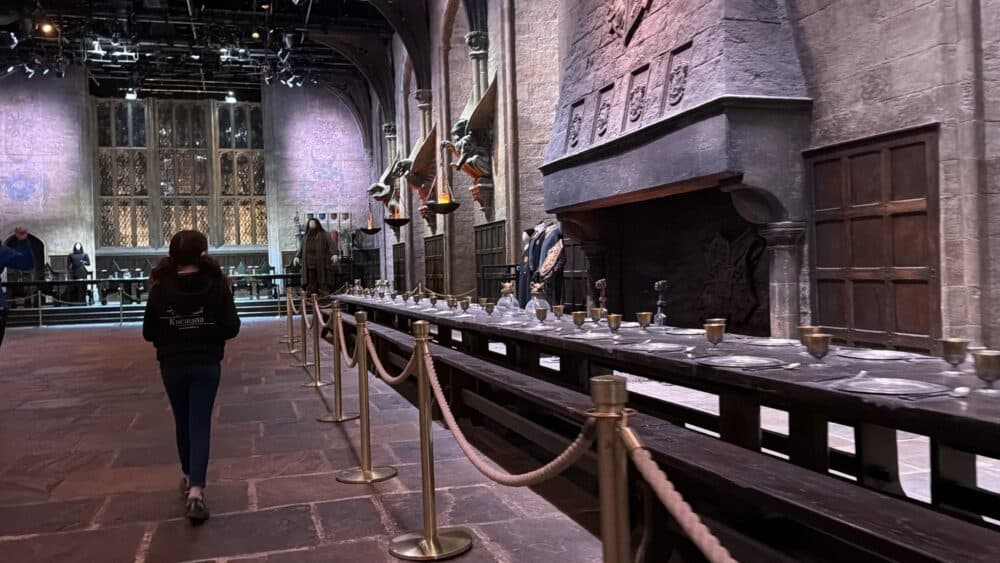 Escenario del comedor de Howarts de Harry Potter en Studios
